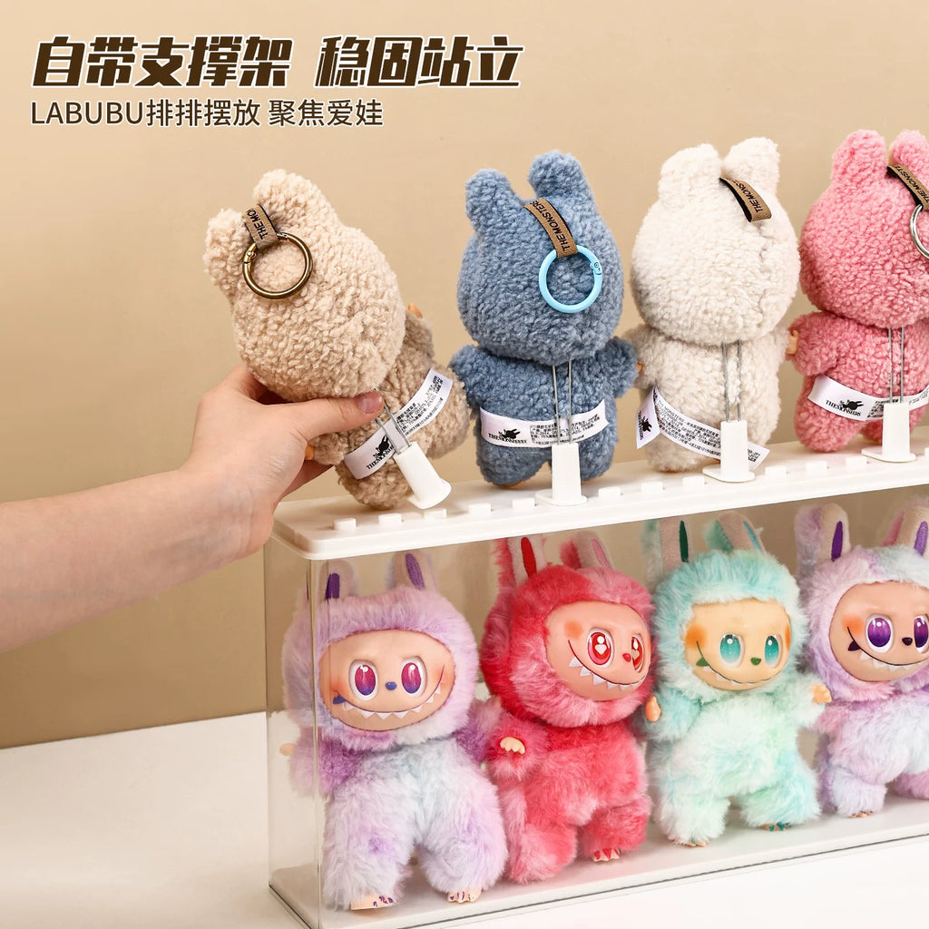 labubu展示盒防尘dimoo搪胶娃毛绒挂件保护罩透明盲盒收纳展示架