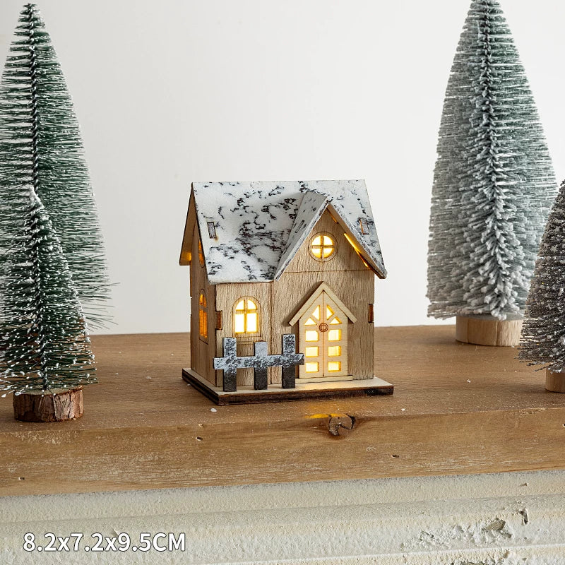 Christmas Light-Up Miniature Village House Set, DIY Winter Snow Landscape Mantel & Tabletop Decor