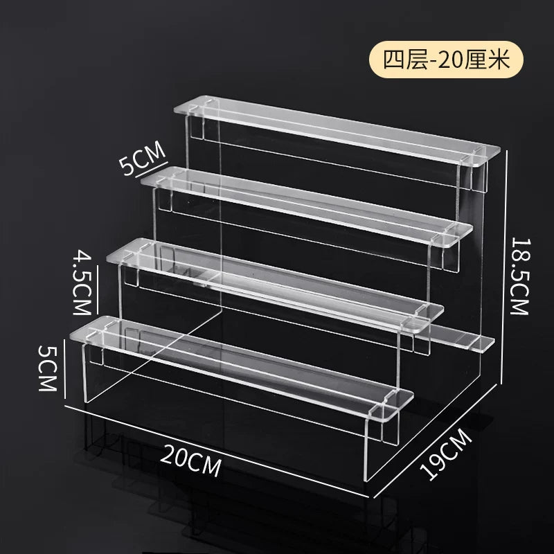 盲盒收纳展示架亚克力阶梯置物架适用于泡泡玛特手办小摆件陈列柜