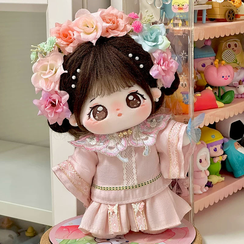 巧芙棉花娃娃正版女20cm公仔玩偶簪花汉服娃衣可换装古风衣服套装